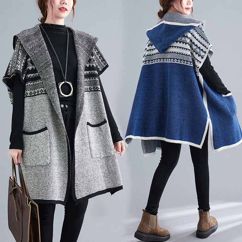 Loose Hooded Bat Sweater