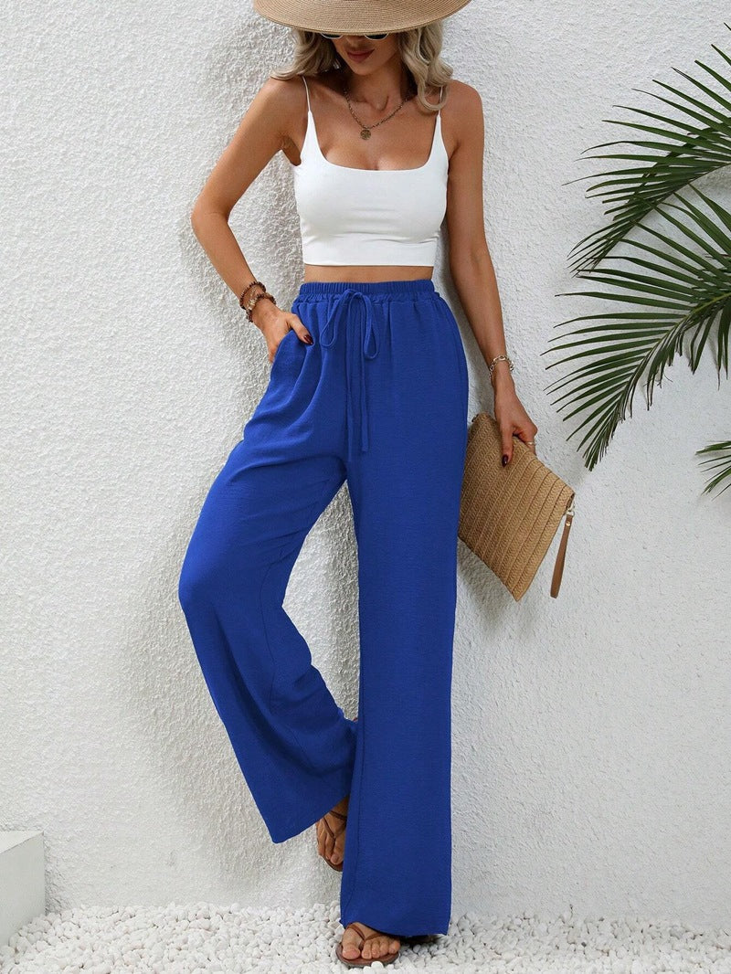 Women’s Wide-Leg Pants - Elastic Waist - Lightweight Flowy Relaxed Fit