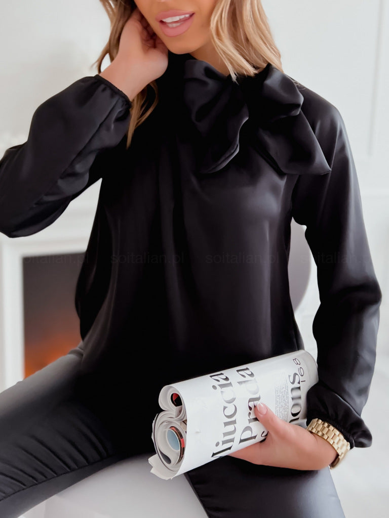 Women's Blouse - Bow Tie Neck - Long Sleeve - Loose Fit Elegant Wear