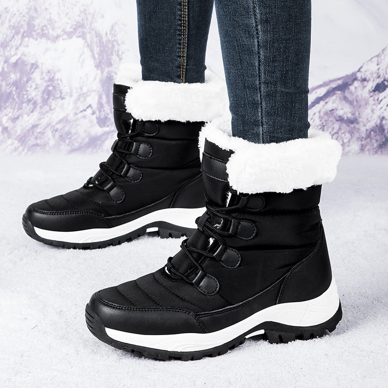 Women’s Boots - Mid-Calf Length - Quilted Stitching - Faux Fur Lined