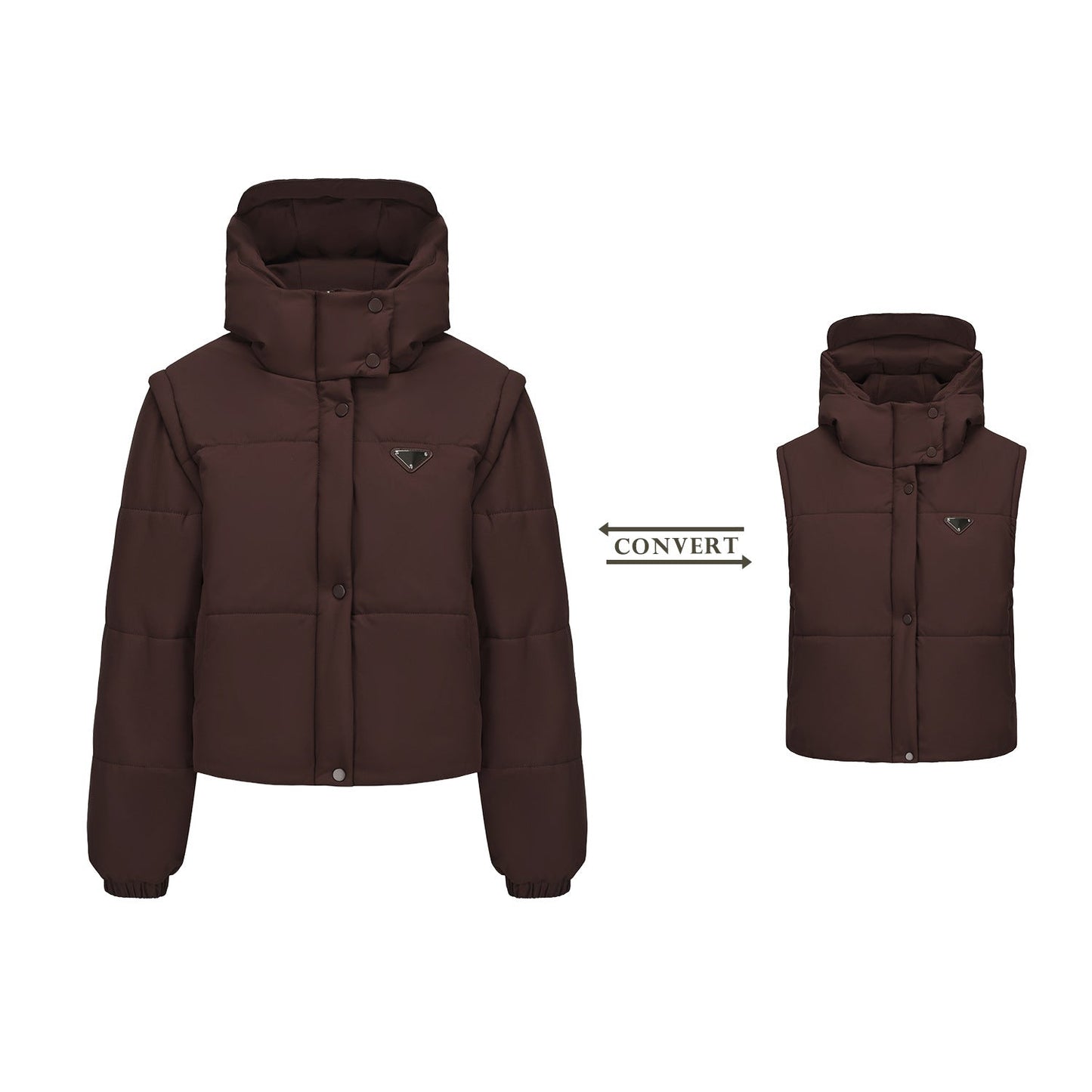 Women’s Jacket - Quilted - Cropped Length - Stand Collar - Button Front