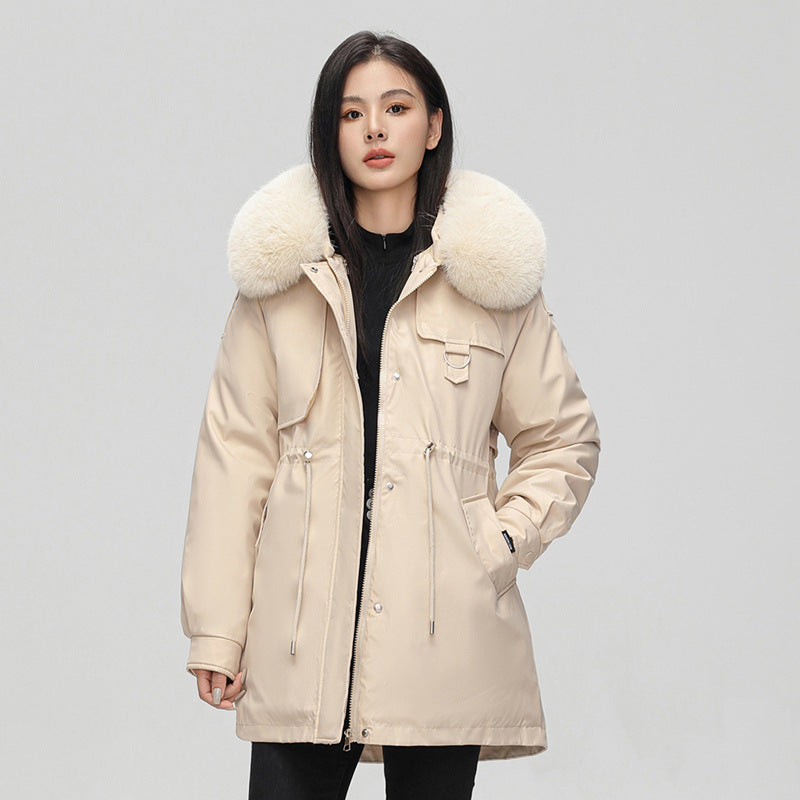 Women’s Parka Jacket – Oversized Fit – Faux Fur Hood – Water Resistant – Mid Length