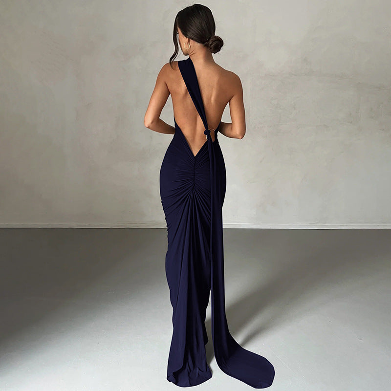 Ruched Slim Fit One-Shoulder Formal Dress