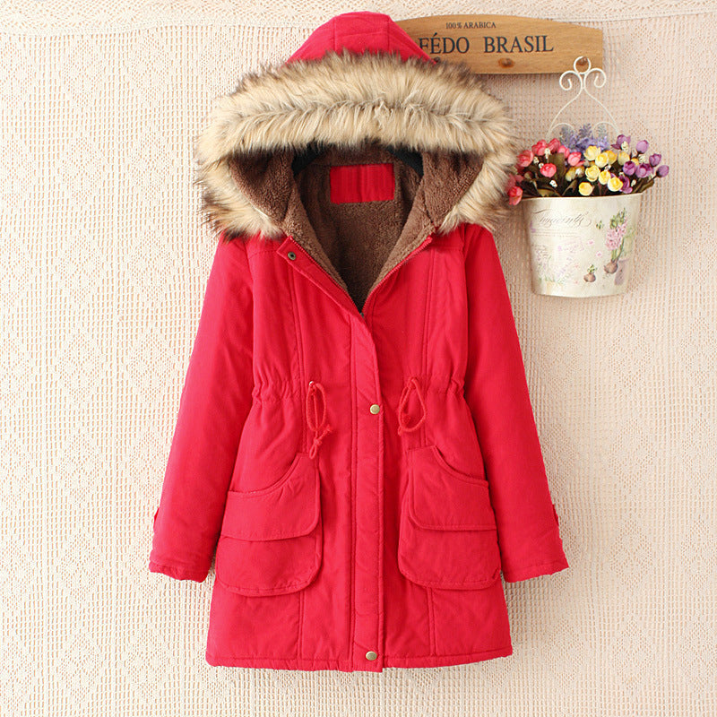Women’s Hooded Parka Coat – Slim Regular Fit – Sherpa Lined – Faux Fur Hood – Drawstring Waist – Mid-Thigh Length