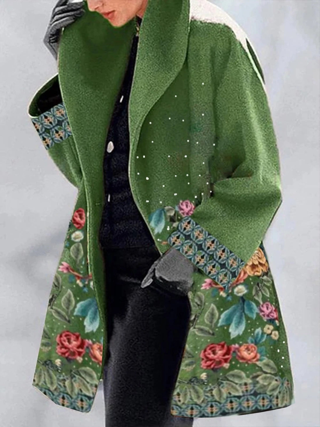 Women's elegant and stylish long coat with wide lapel
