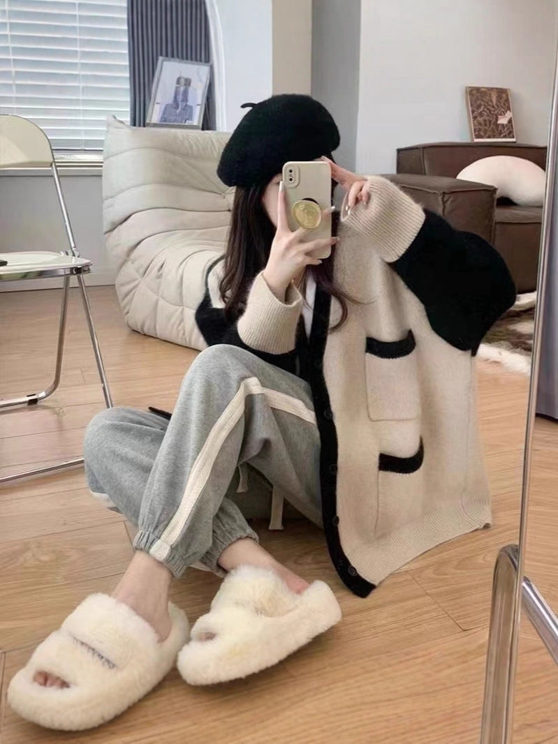 Women’s Cardigan Sweater – Oversized Fit – Knitted Wool Feel – Button Front – Long Sleeve