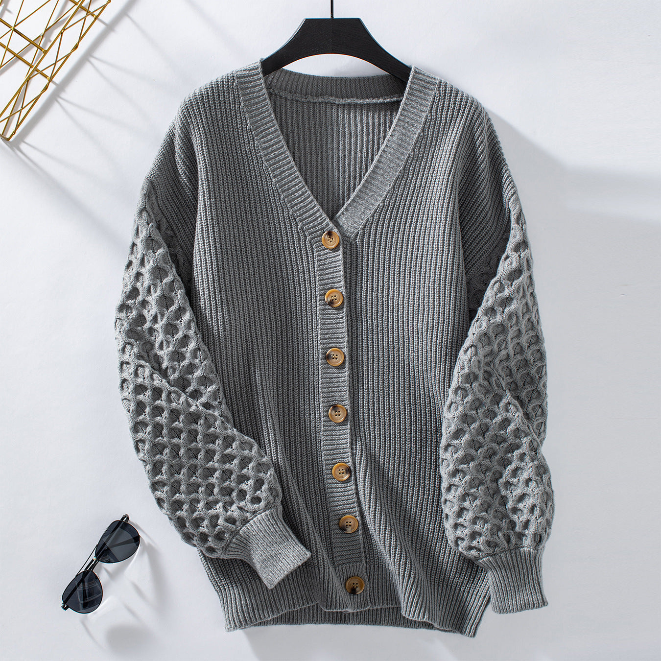 Women's knitted v neck cardigan