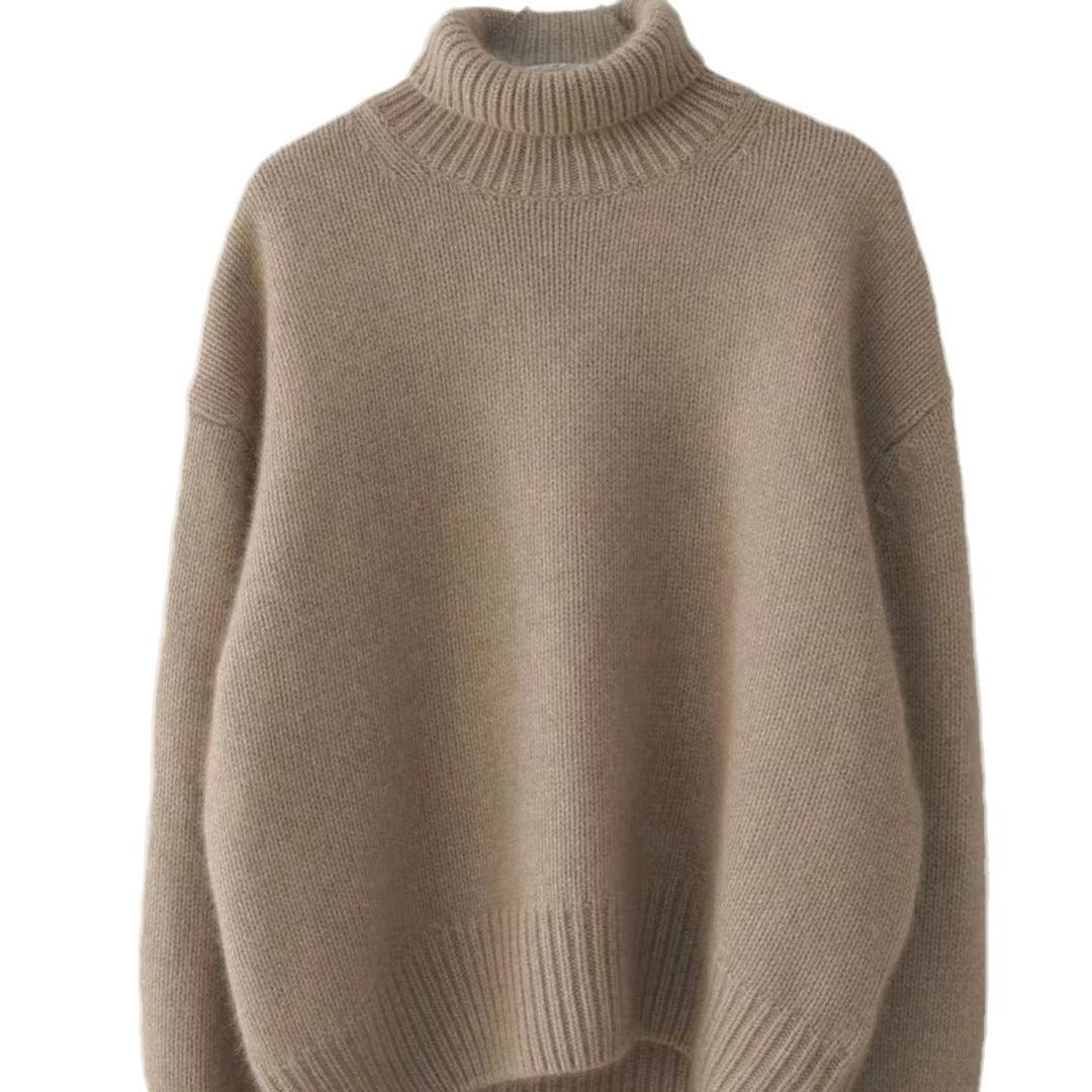 Women's Sweater – High Neck Ribbed Turtleneck – Soft Knit Oversized Fit
