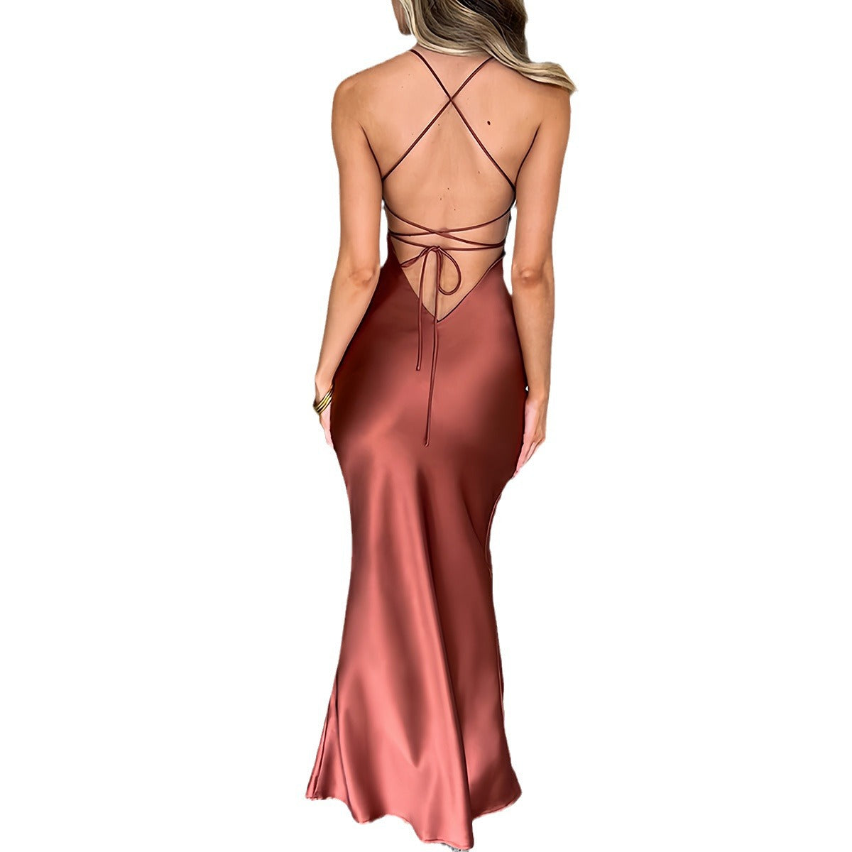 Women's Gown - Spaghetti Straps - Backless Design - Evening Wear