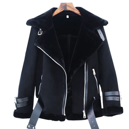 Women's winter jacket with wide lapel