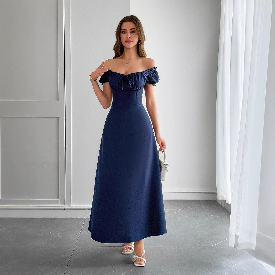 Women’s Off-Shoulder White Maxi Dress with Corset Back
