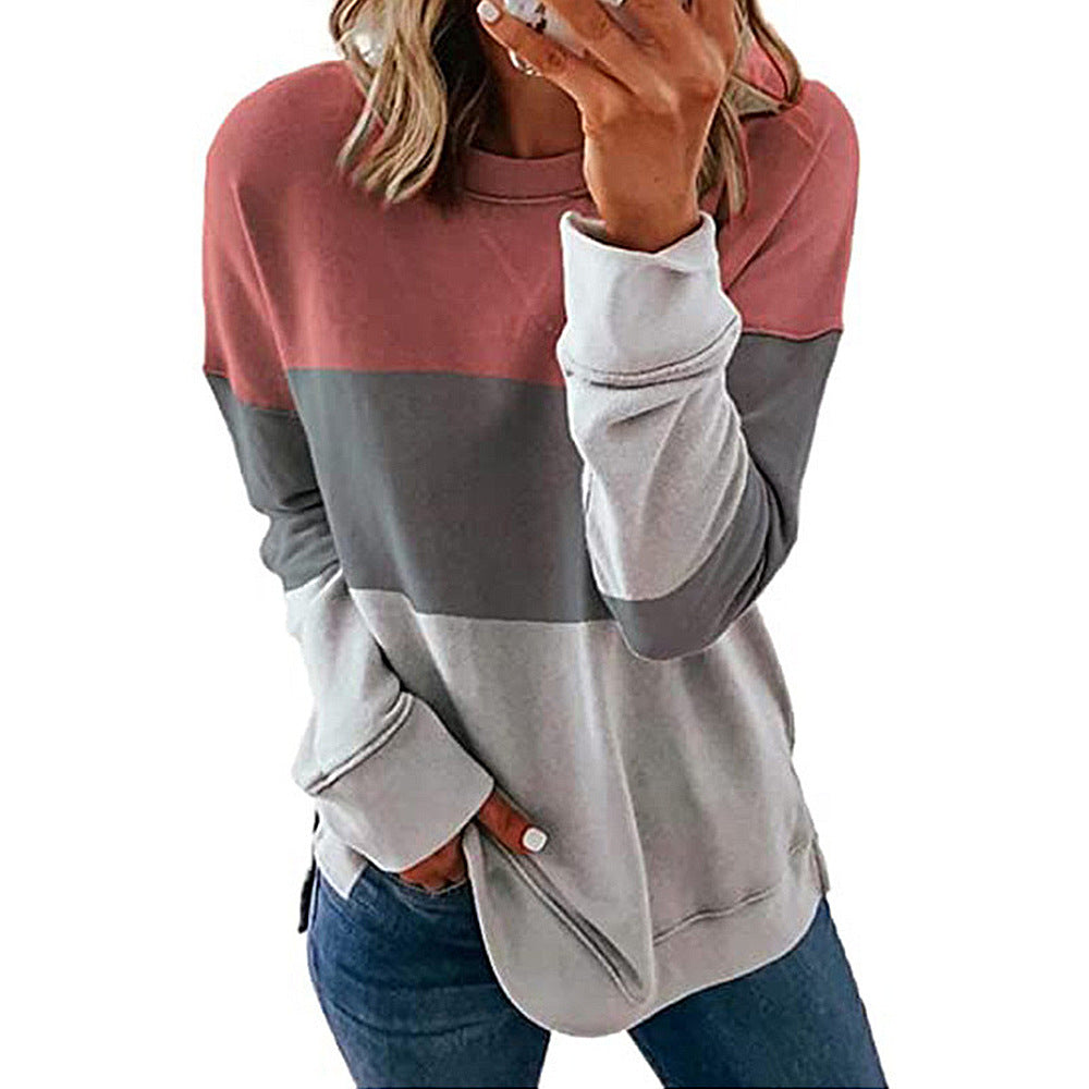 Women's casual color block long sleeved shirt