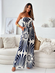 Women’s Jumpsuit - Strapless Sleeveless - Wide Leg - Breathable Blend - Relaxed Fit
