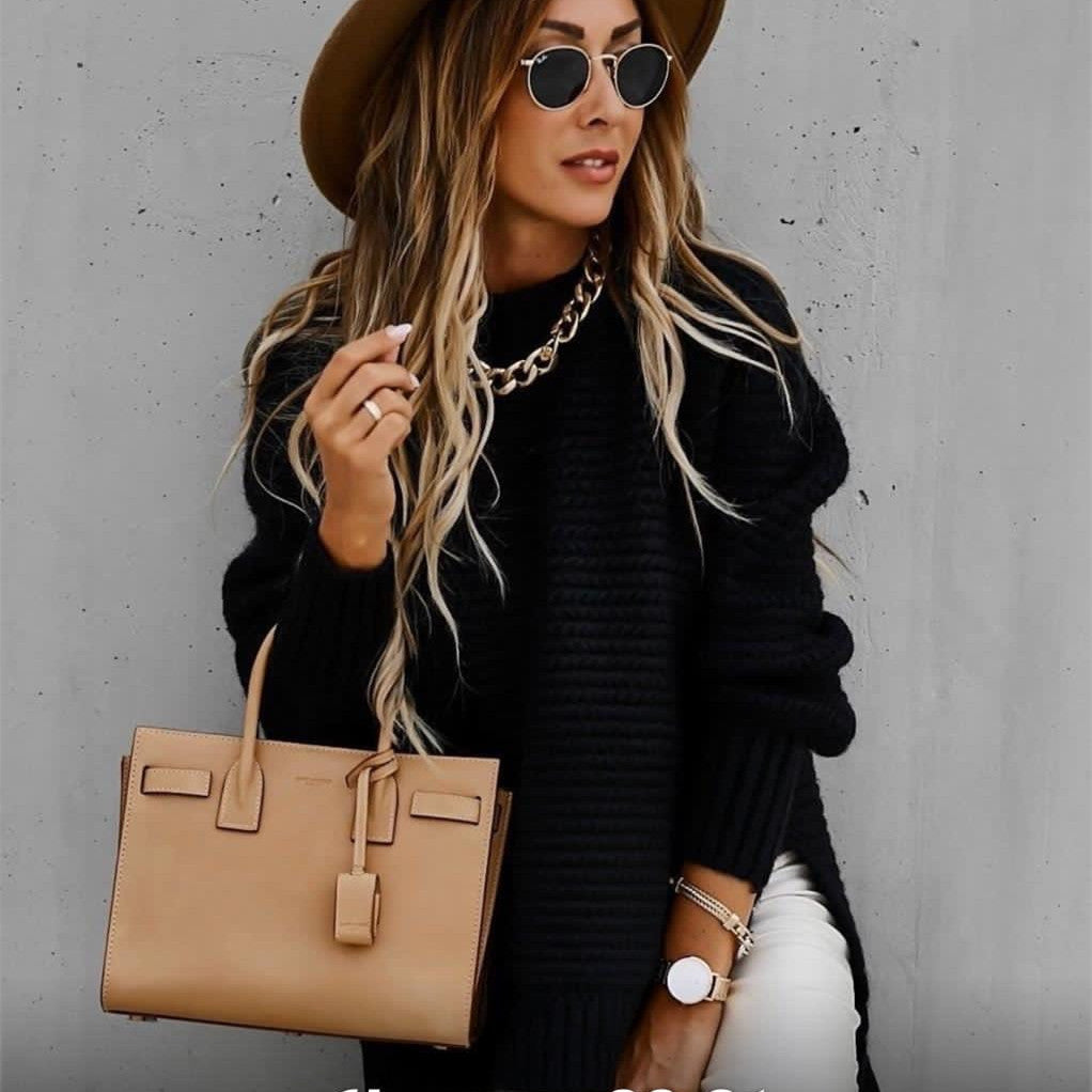Women’s Pullover Sweater – Oversized Fit – Ribbed Knit – Cozy Textured Casual Style