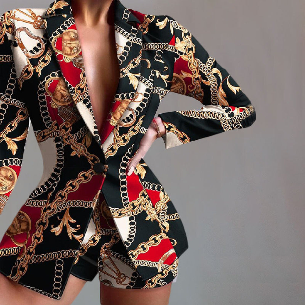 Women’s Blazer – Tailored Fit – Leopard Print – Peaked Lapels – Mid-Length Statement