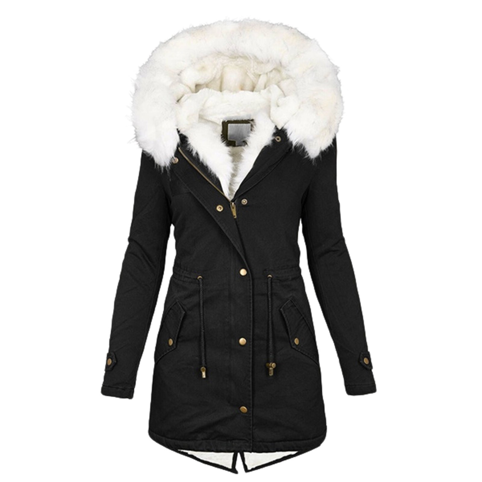 Fur Collar Hooded Cotton Coat
