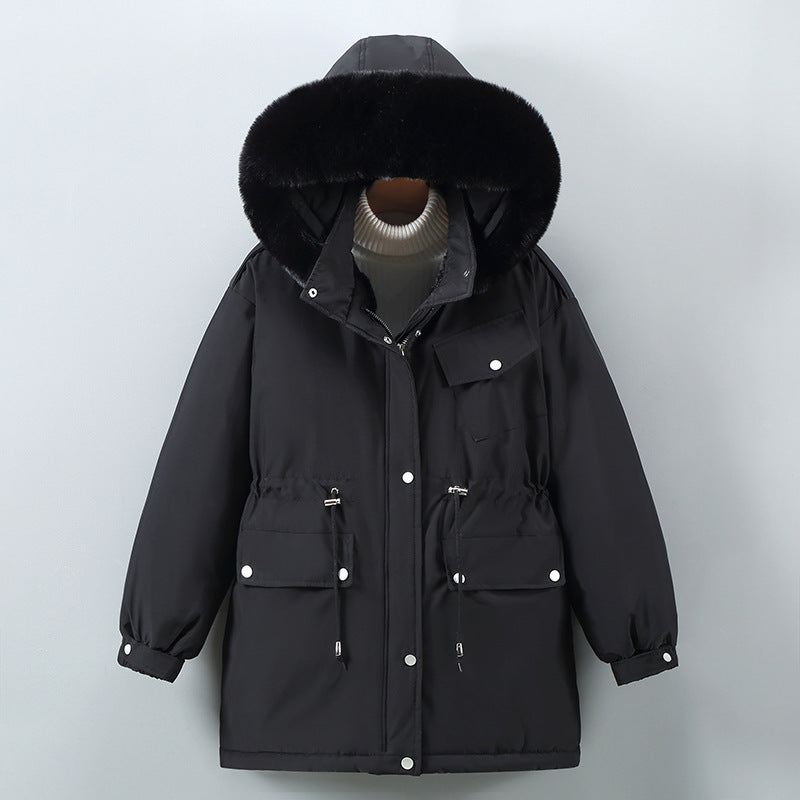 Women’s Parka Jacket – Relaxed Fit – Faux Fur Hood – Weather-Resistant – Mid-Length