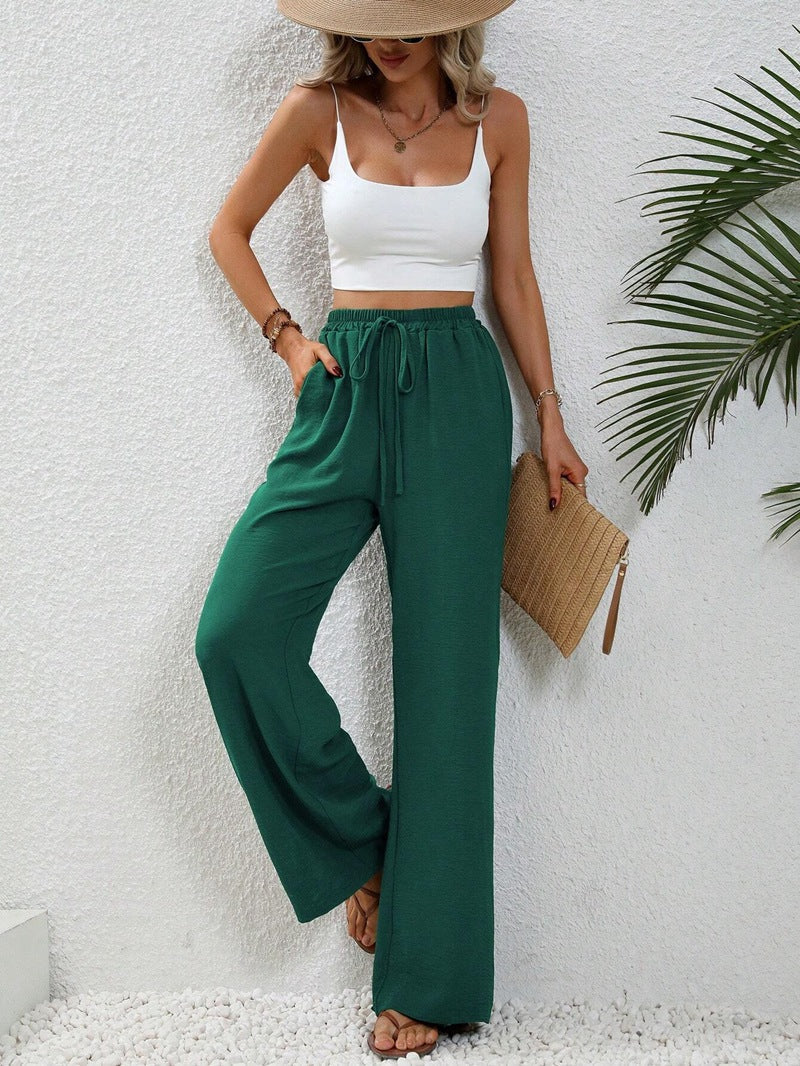 Women’s Wide-Leg Pants - Elastic Waist - Lightweight Flowy Relaxed Fit