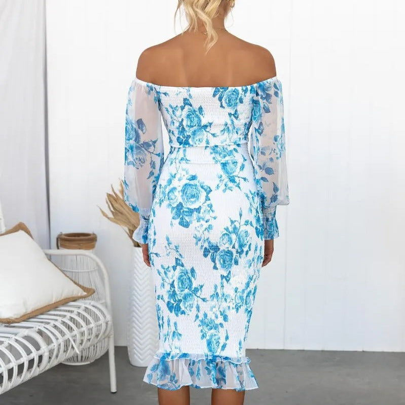 Women's Midi Dress with Elastic Waist
