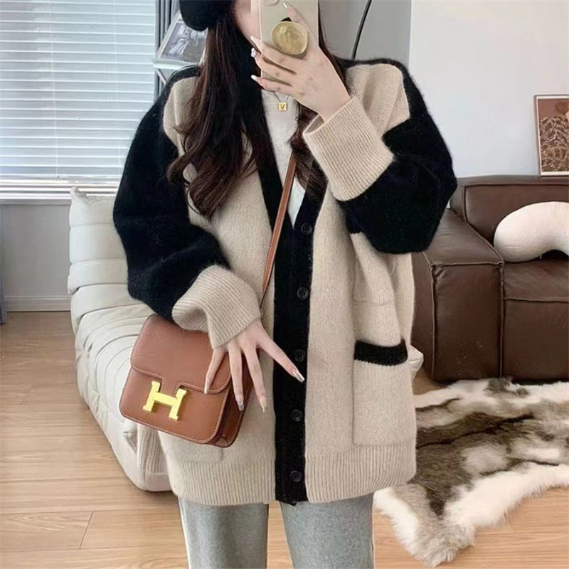 Women’s Cardigan Sweater – Oversized Fit – Knitted Wool Feel – Button Front – Long Sleeve