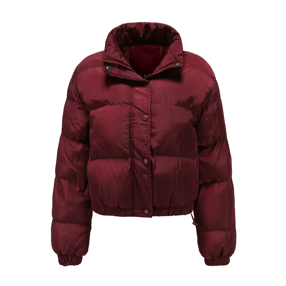 Women’s Puffer Jacket – Oversized Fit – Quilted Padding – High Collar – Cropped Hem