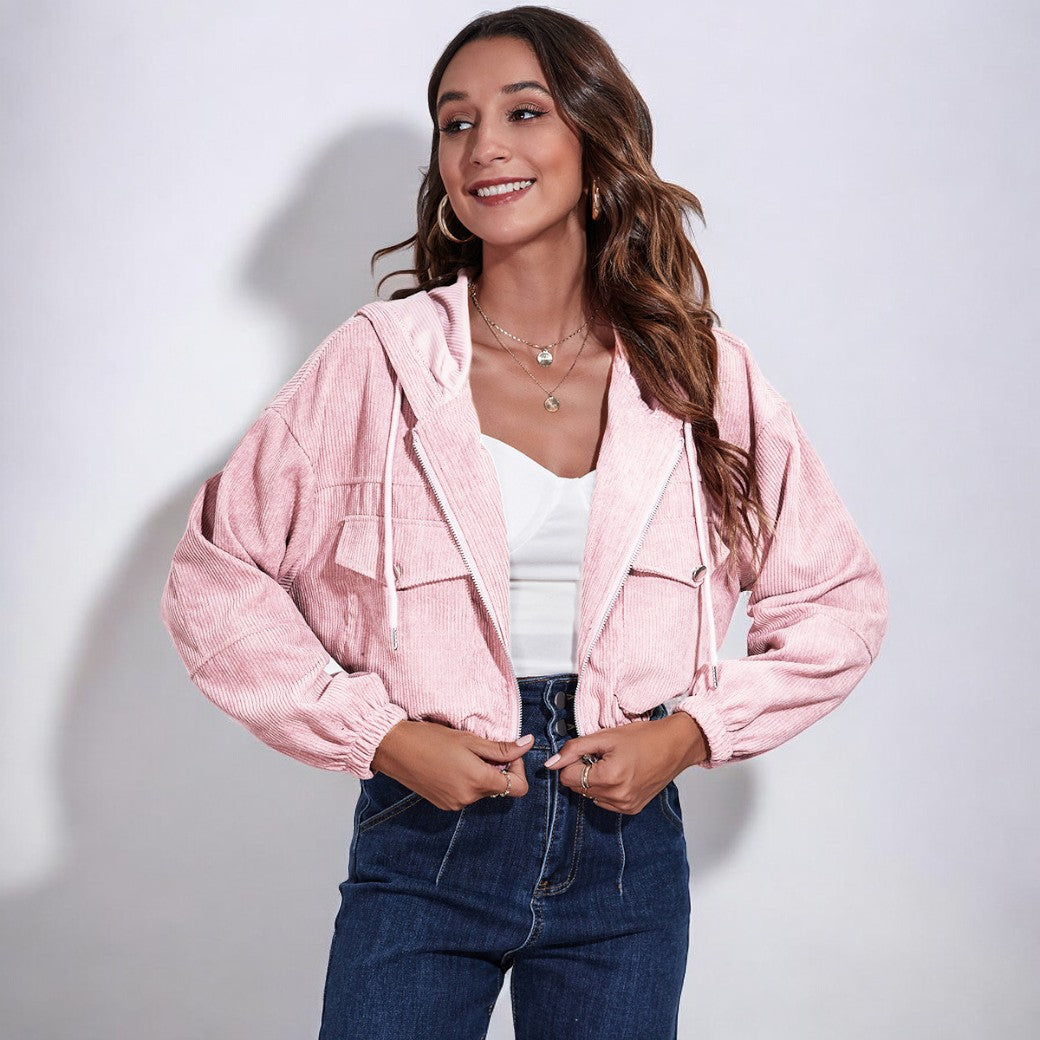 Modern short jacket for women with zip closure