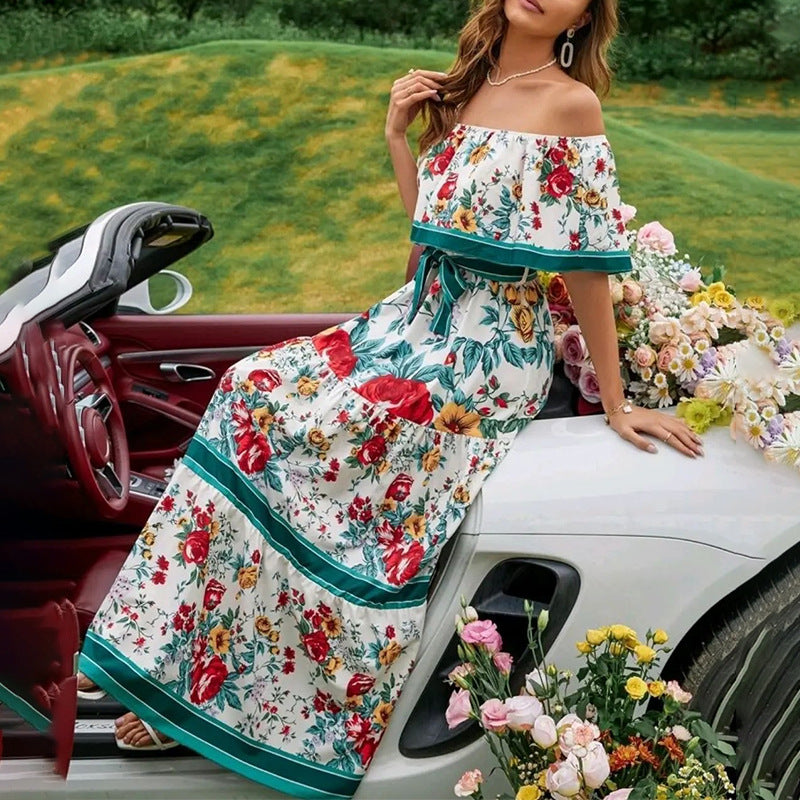 One-Shoulder Printed Maxi Dress for Women