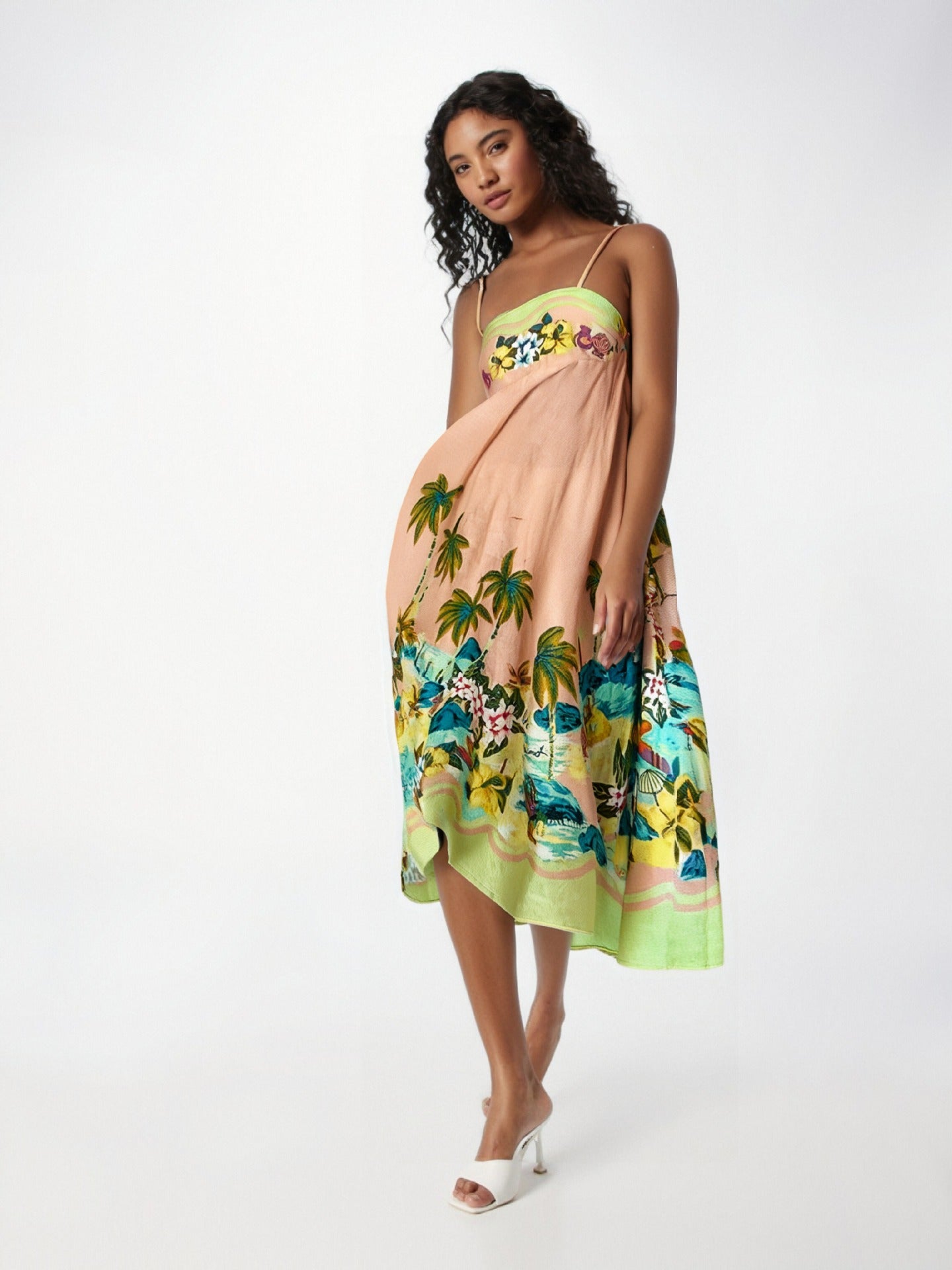 Women’s Maxi Dress – Strapless Abstract Print – Flowy Fit – Lightweight Fabric
