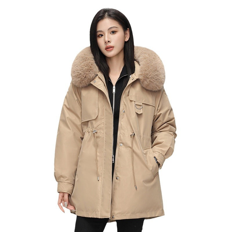 Women’s Parka Jacket – Oversized Fit – Faux Fur Hood – Water Resistant – Mid Length