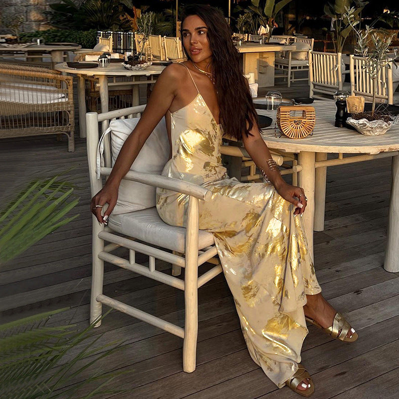 Women’s Slip Dress – Satin Fabric – Backless – Spaghetti Straps – Slim Fit – Full Length
