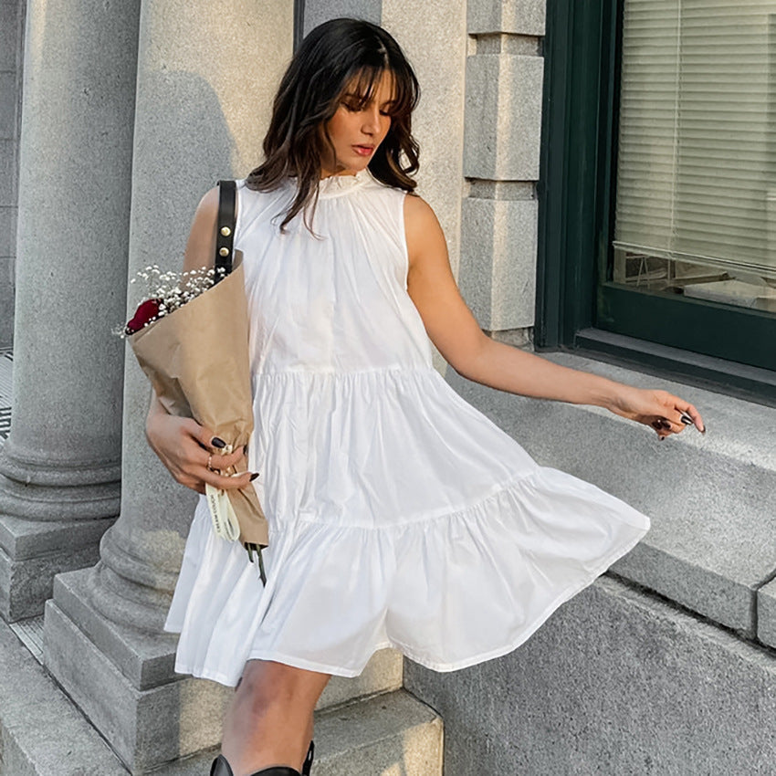 Women's A-Line Dress - Sleeveless Loose Fit - Tiered Hem - Lightweight Casual Wear