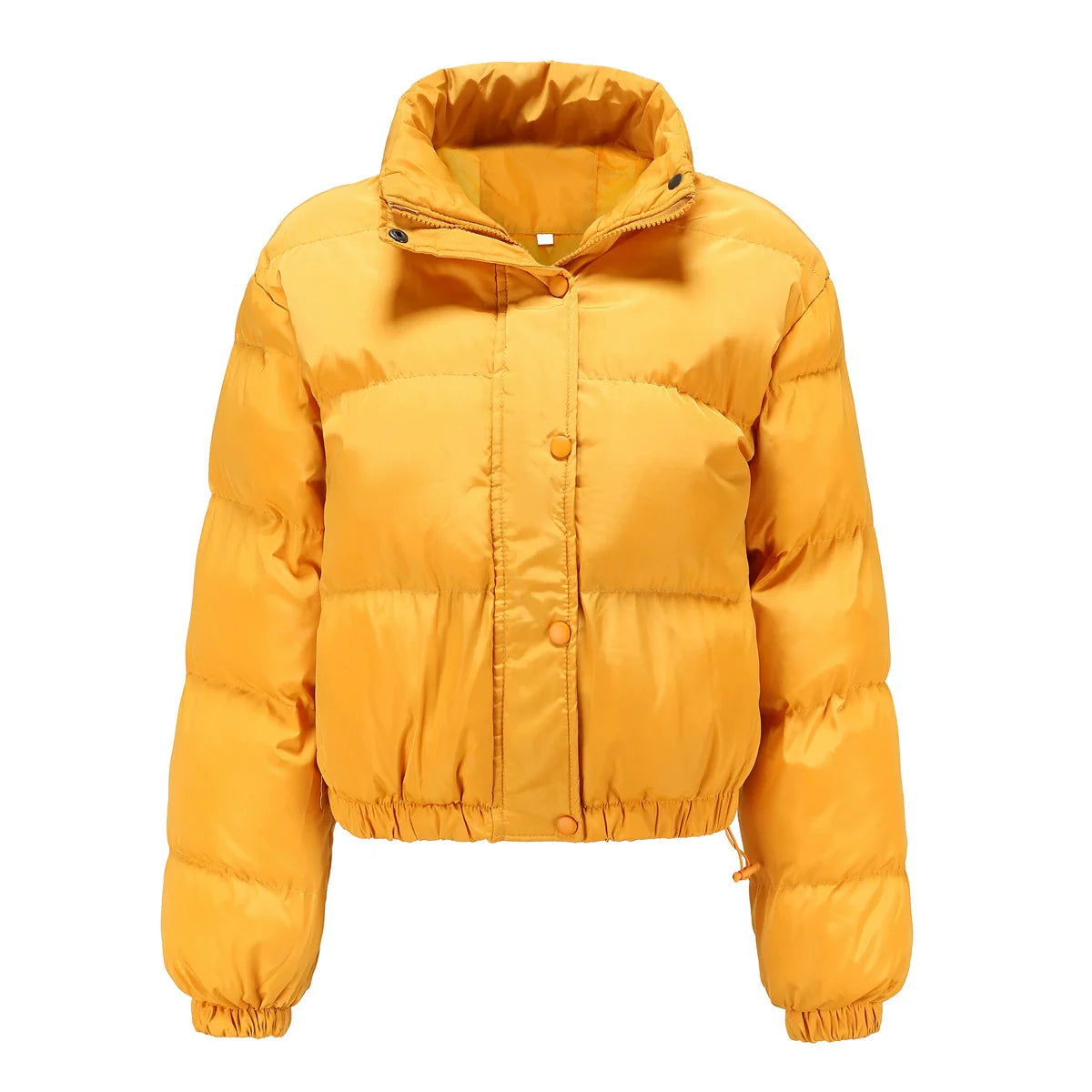 Women’s Puffer Jacket – Oversized Fit – Quilted Padding – High Collar – Cropped Hem