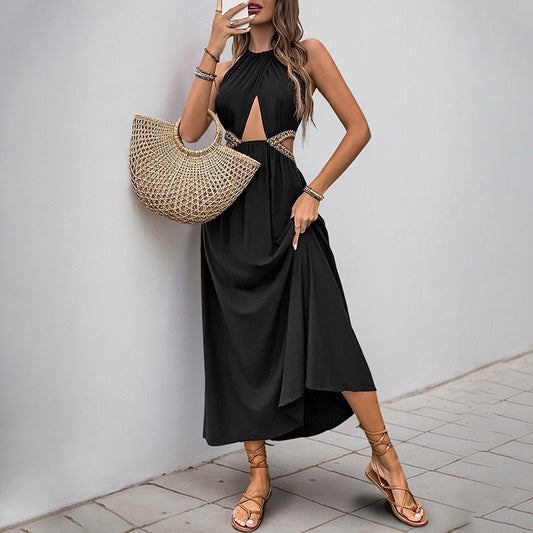 Flowy Halter Neck Midi Dress