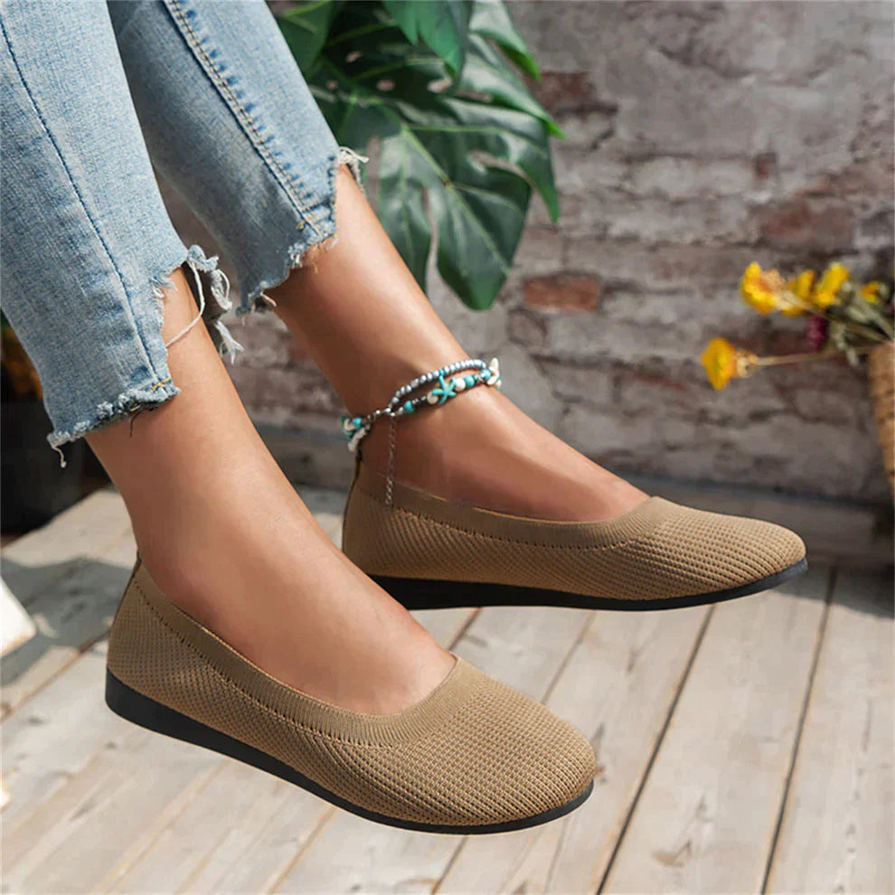 Women’s Ballet Flats - Slip-On Design - Round Toe - Textured Finish - Flexible Sole