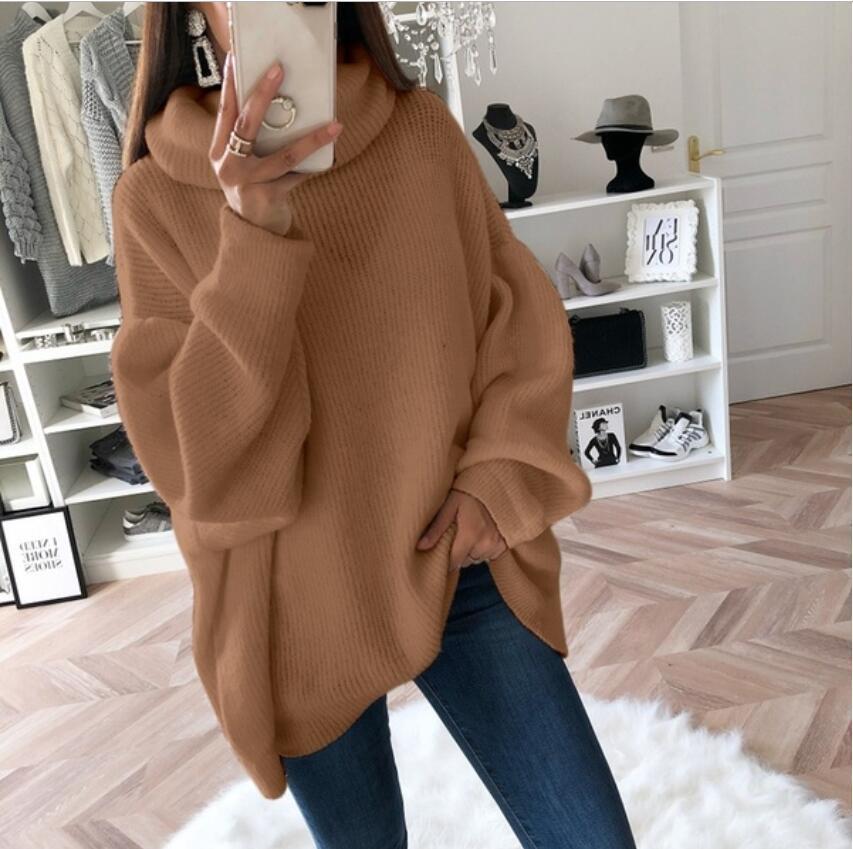 Women's loose fit turtleneck pullover sweater