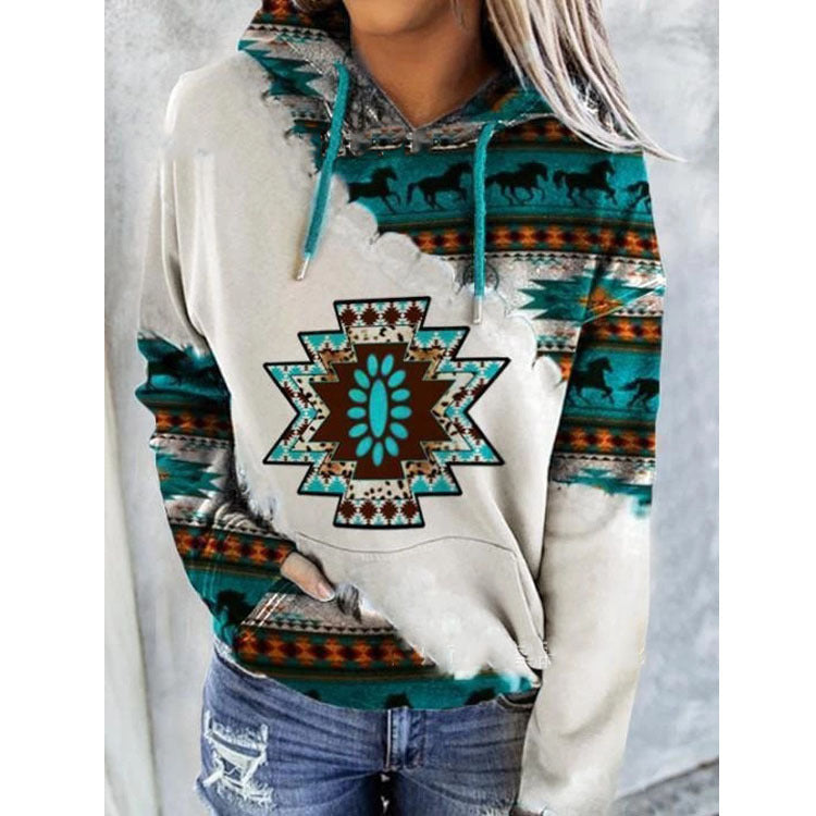 Women's ethnic style printed sweatshirts