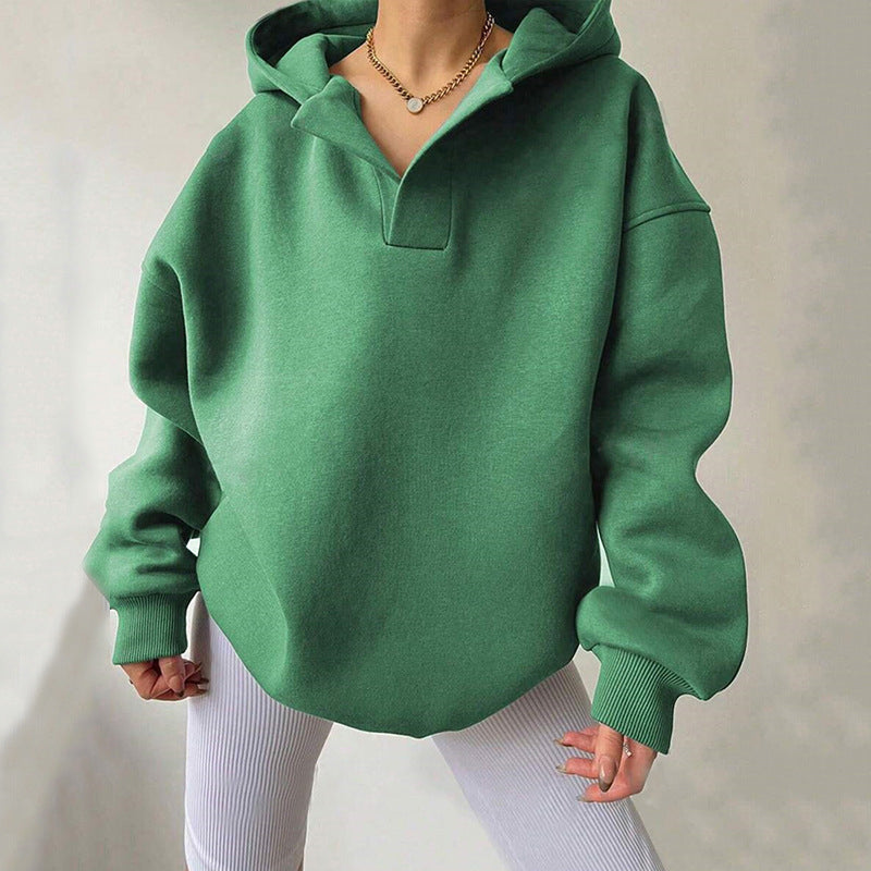 Women's casual loose hooded sweatshirt
