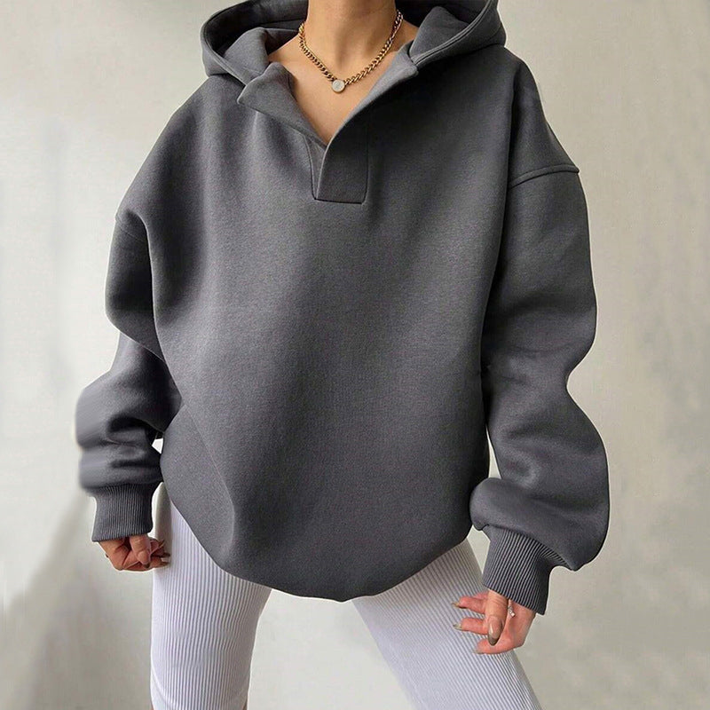 Women's casual loose hooded sweatshirt