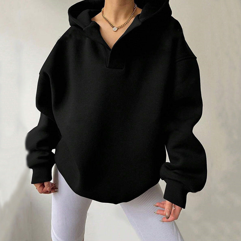 Women's casual loose hooded sweatshirt