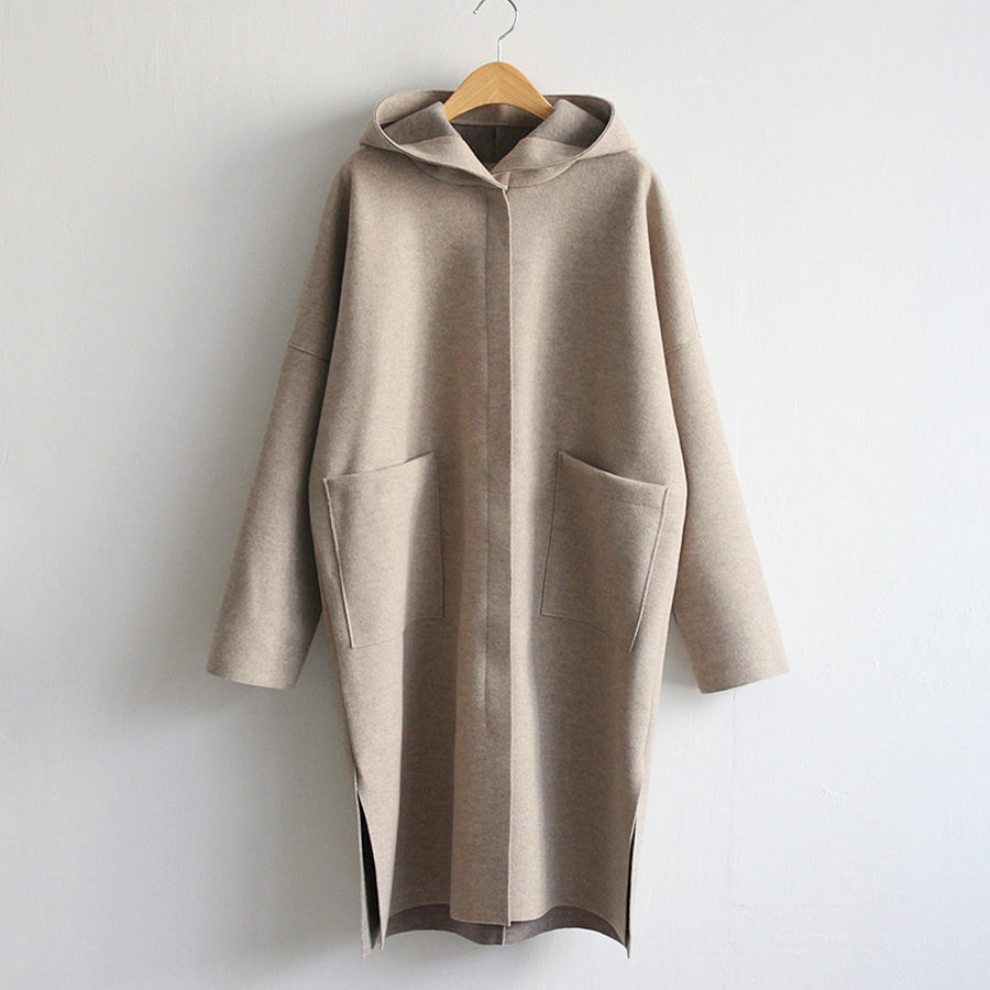 Women's knee-length hooded coat