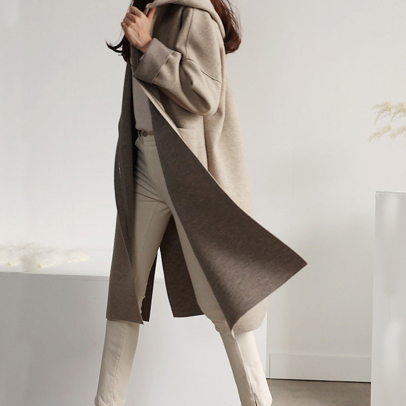 Women's knee-length hooded coat