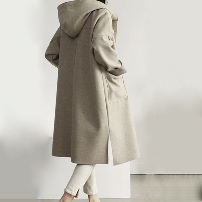 Women's knee-length hooded coat