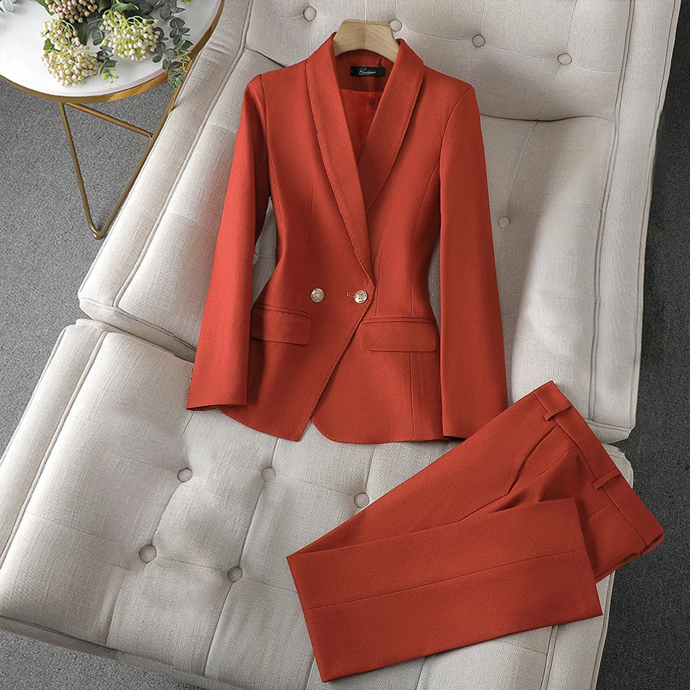 Double-Breasted Tailored Matching Suit Trousers