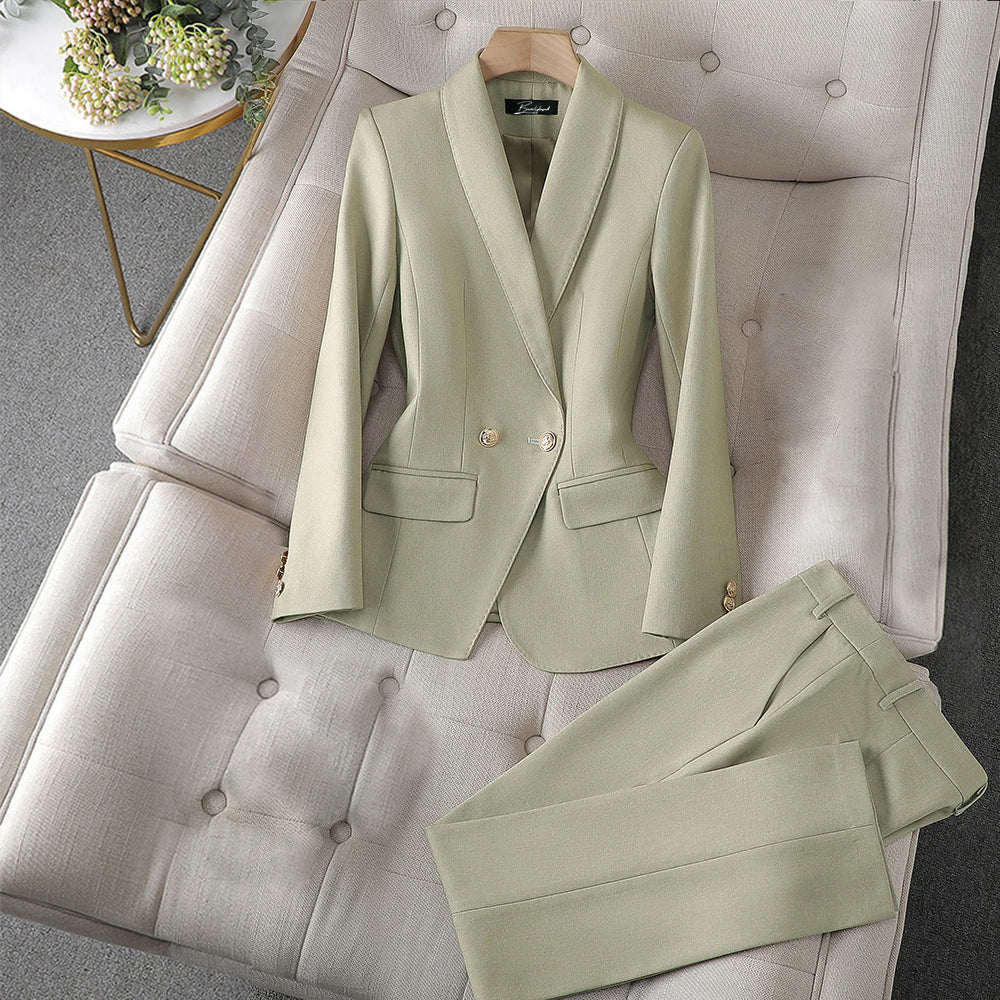 Double-Breasted Tailored Matching Suit Trousers