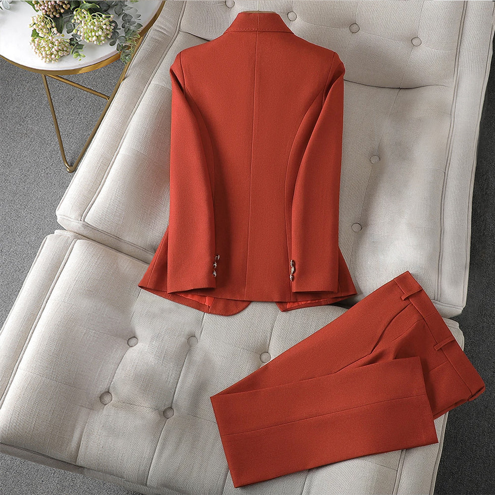 Double-Breasted Tailored Matching Suit Trousers