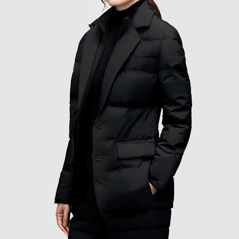 Women's business suit style down winter jacket