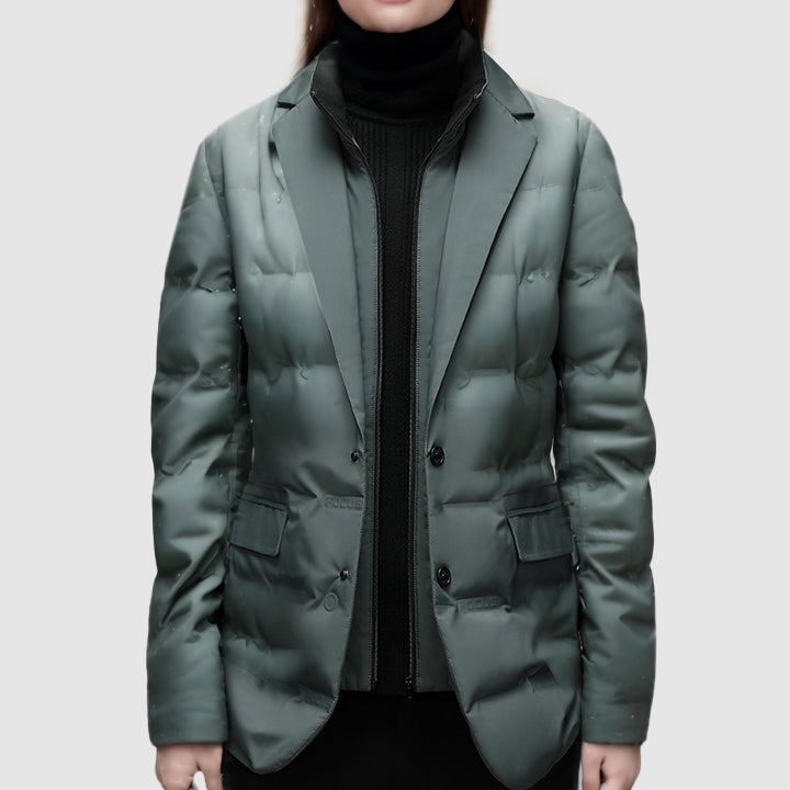 Women's business suit style down winter jacket