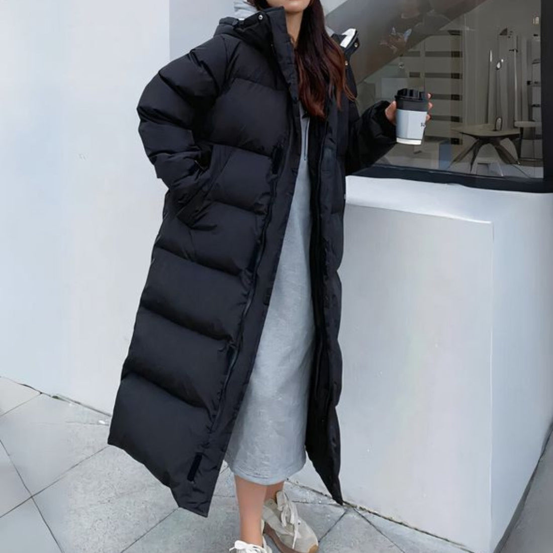 Women's waterproof long puffer jacket
