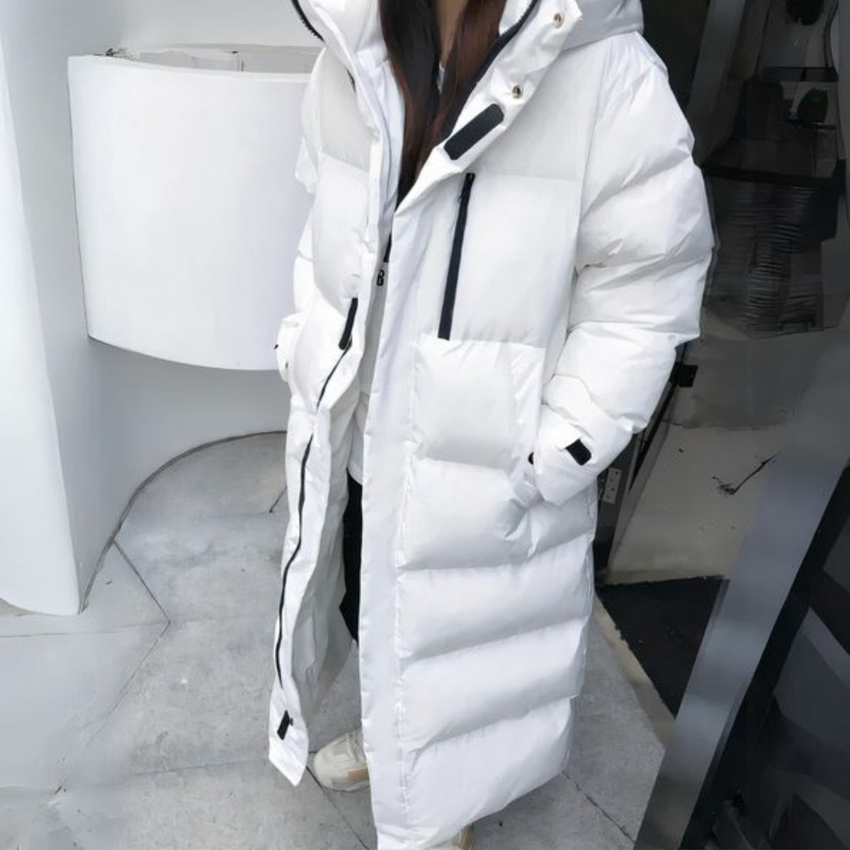 Women's waterproof long puffer jacket