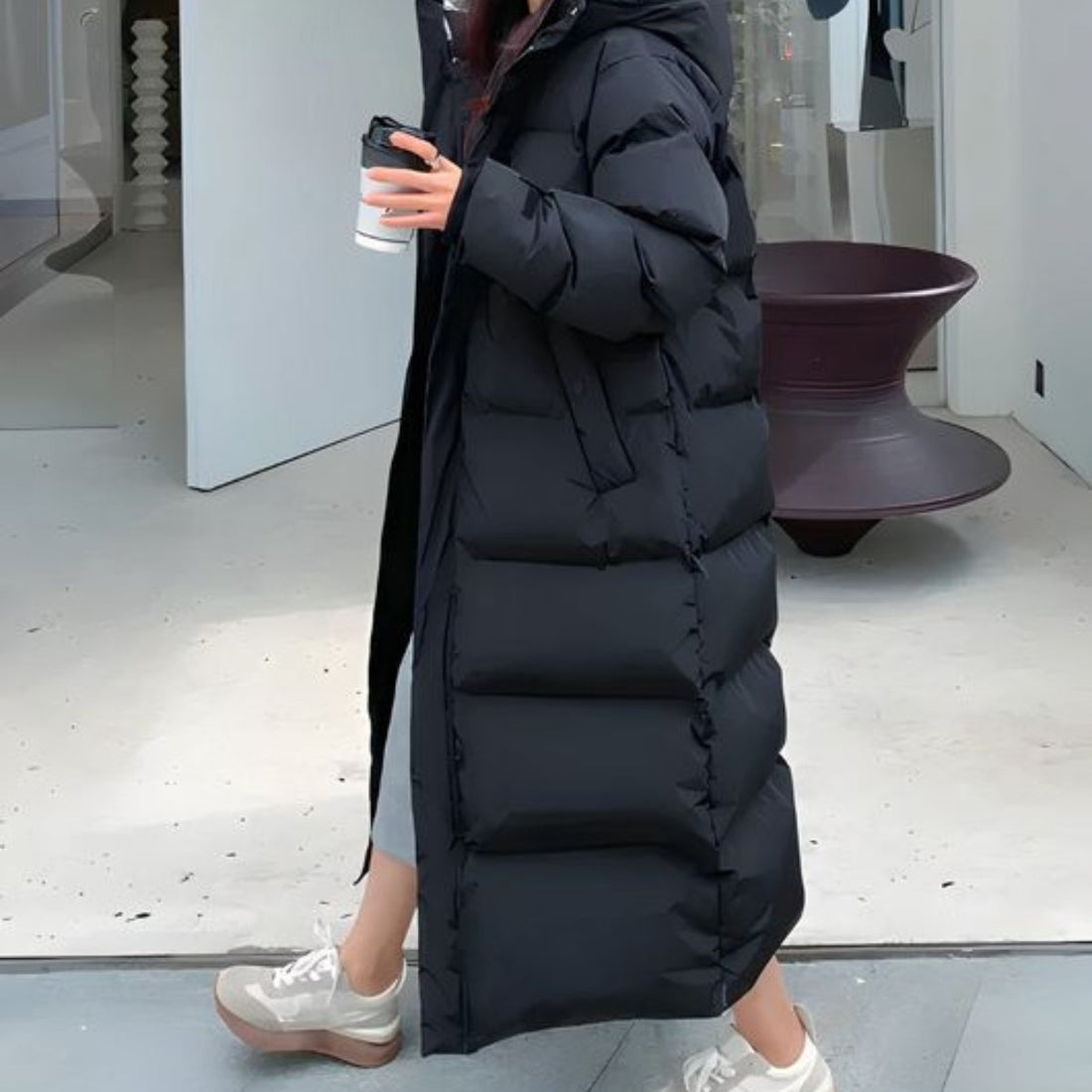 Women's waterproof long puffer jacket